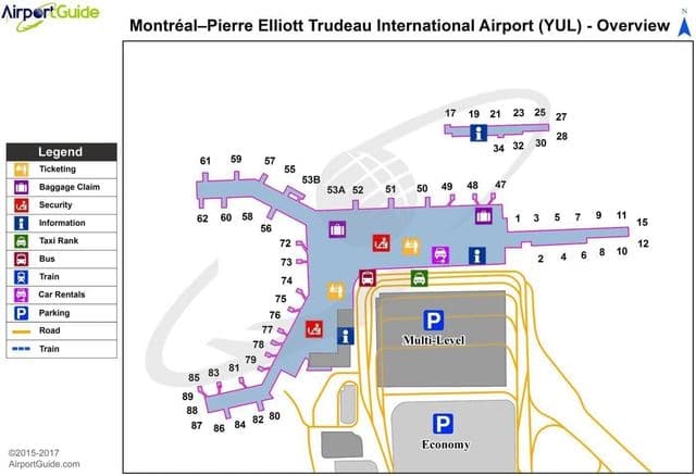 Plan des terminaux aéroport de Montreal