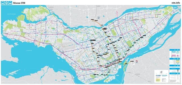 Plan des stations bus de Montreal