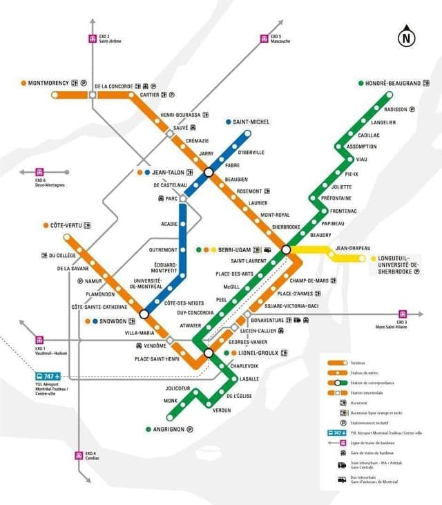 Plan des stations de metro de Montreal