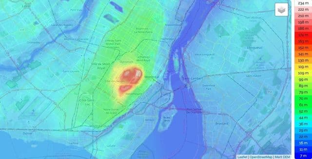 Plan de l'altitude de Montreal