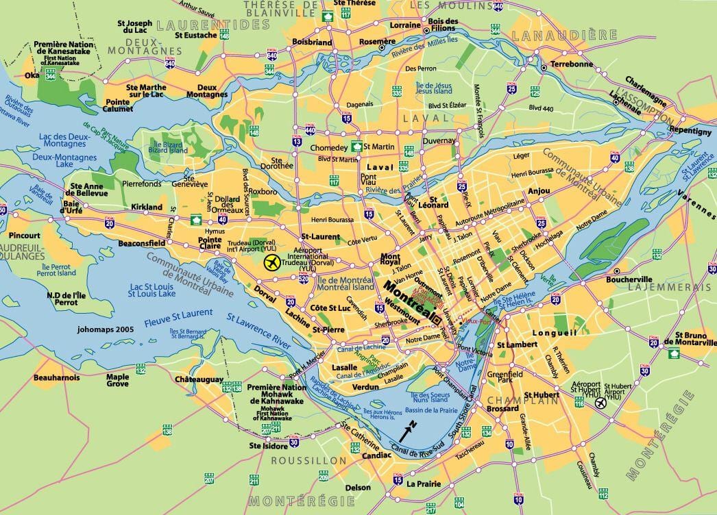 Plan des aéroports de Montreal