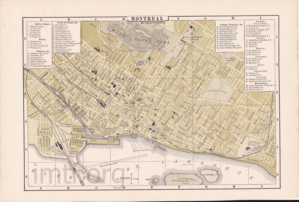 Plan historique de Montreal