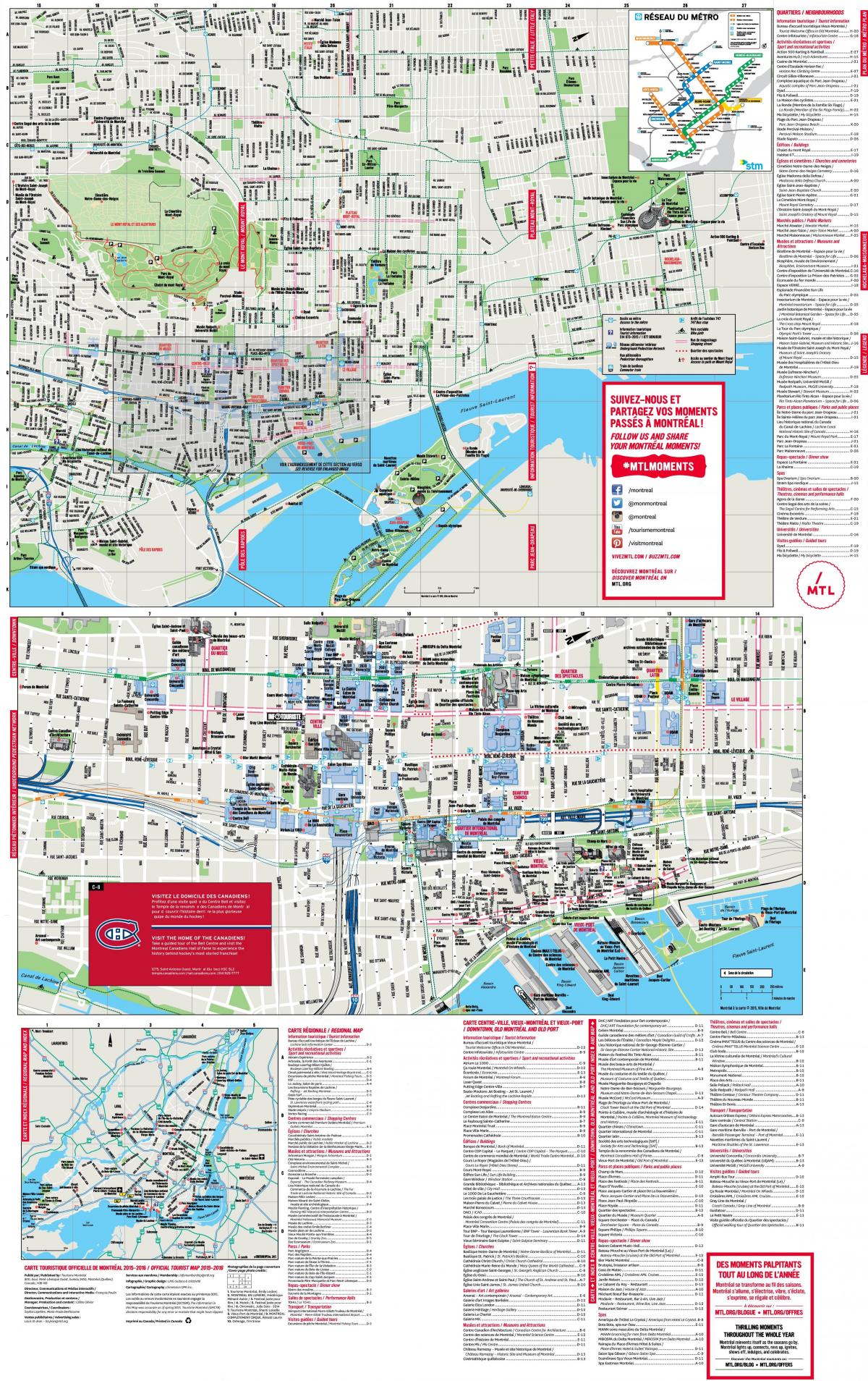 Plan des attractions de Montreal