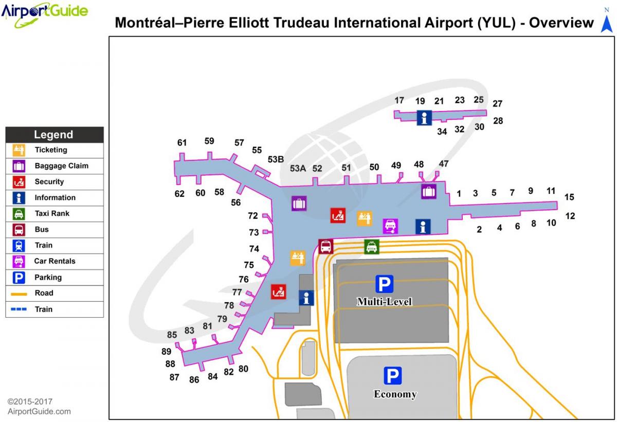 Plan des terminaux aéroport de Montreal