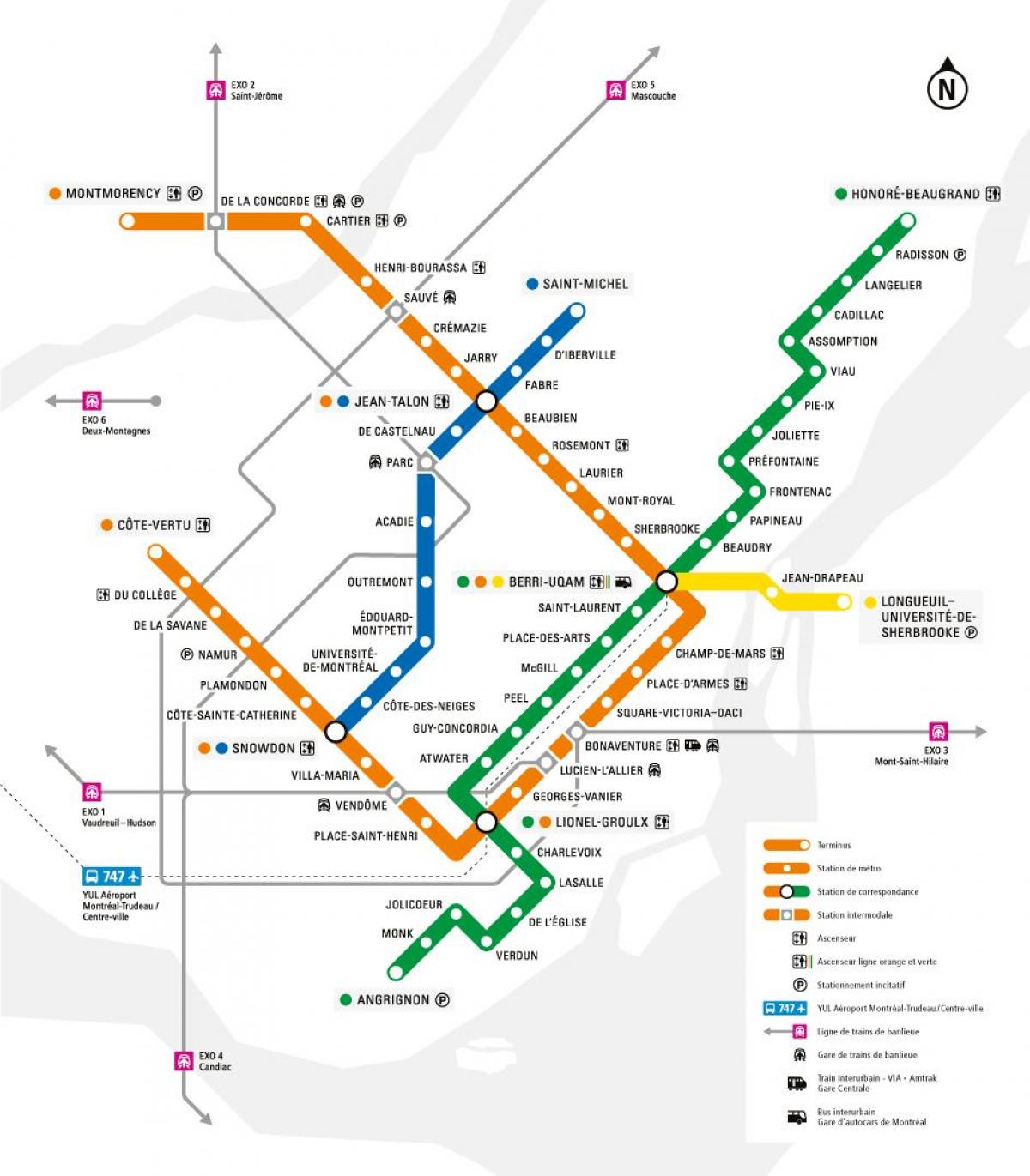 Plan des stations de metro de Montreal