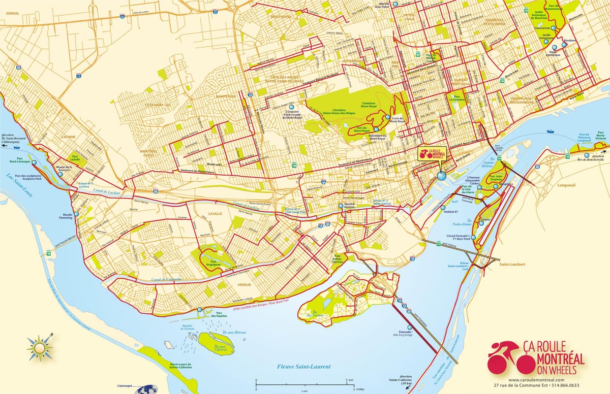 Plan des pistes cyclables de Montreal