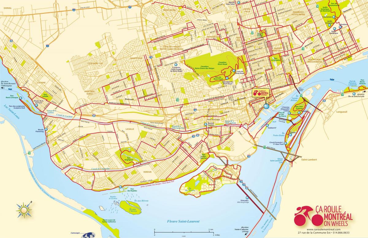 Plan des pistes cyclables de Montreal
